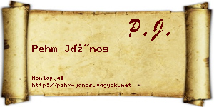 Pehm János névjegykártya
